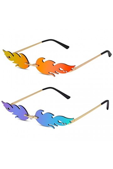 Auidy_6TXD Lot de 2 paires de lunettes de soleil en forme de flamme sans bord pour femme