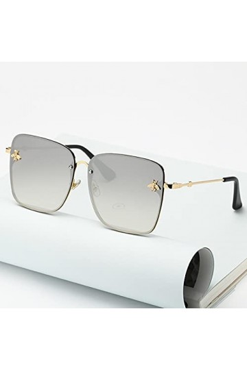 SARGE Nouvelle Dame surdimensionné sans Monture carré Abeille Lunettes de Soleil Femmes Marque Mode Petite Abeille dégradé Lu