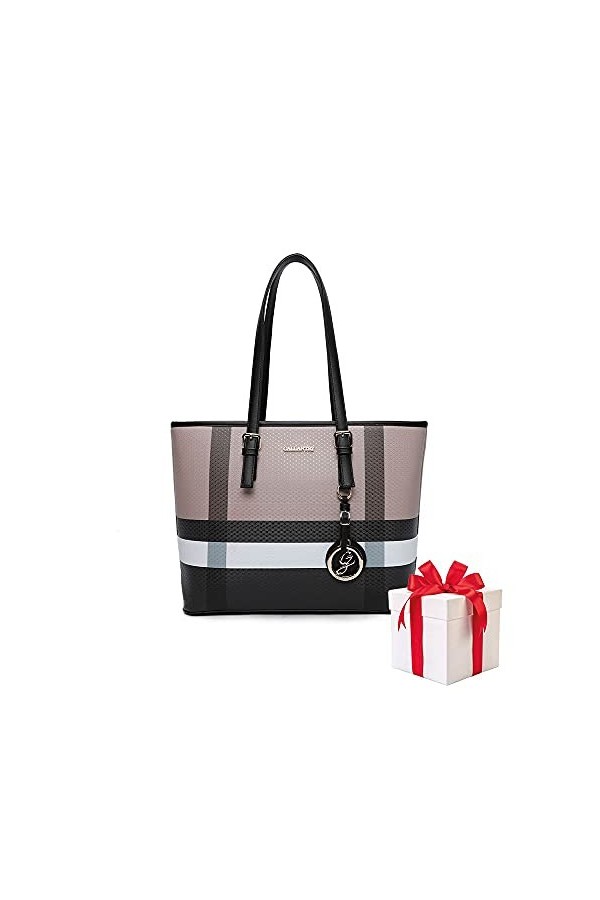 Olivia & Gallantry - Sac à main femme G7419 + Cadeau surprise, Sac Cabas Femmes PU Cuir ECO Grand Sac a Main Travail Cours Ly