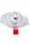 Leemiman Voile de soie pour femme - 2,5 m de long - Voile de danse orientale - Fait à la main - Blanc