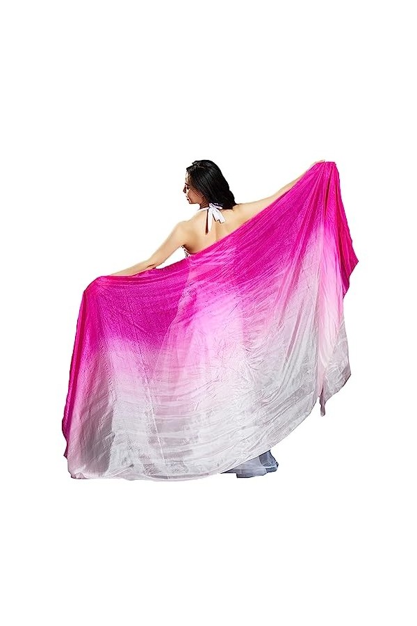 Leemiman Voile de soie pour femme - 2,5 m de long - Voile de danse orientale - Fait à la main - Blanc
