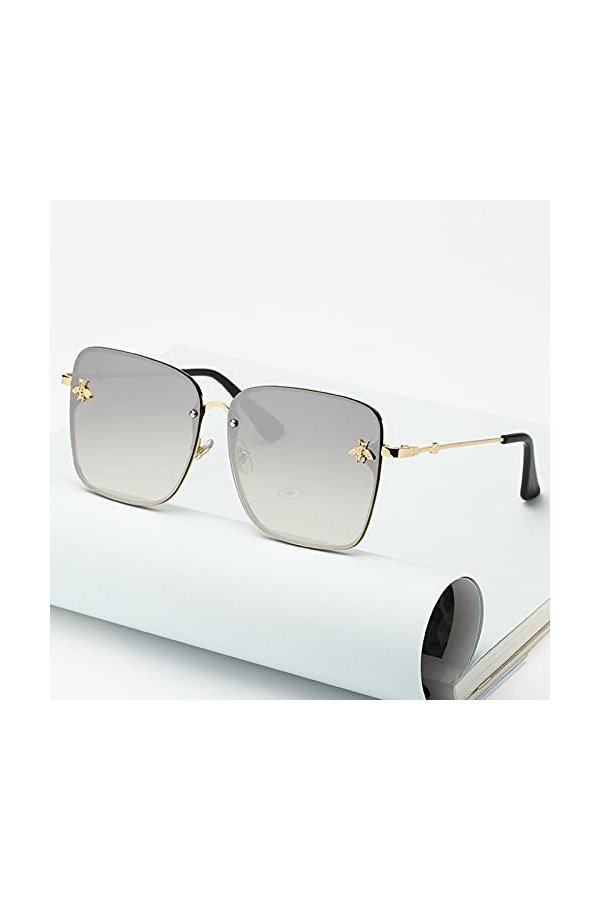 SARGE Nouvelle Dame surdimensionné sans Monture carré Abeille Lunettes de Soleil Femmes Marque Mode Petite Abeille dégradé Lu