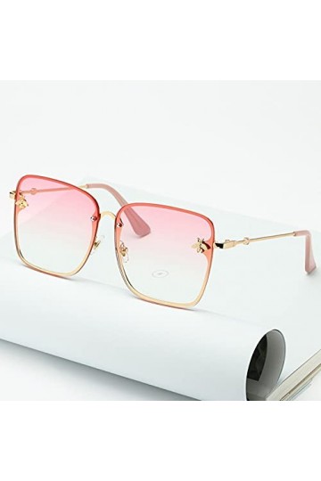 SARGE Nouvelle Dame surdimensionné sans Monture carré Abeille Lunettes de Soleil Femmes Marque Mode Petite Abeille dégradé Lu