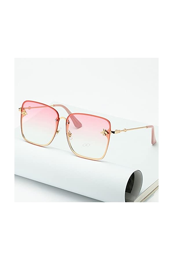 SARGE Nouvelle Dame surdimensionné sans Monture carré Abeille Lunettes de Soleil Femmes Marque Mode Petite Abeille dégradé Lu