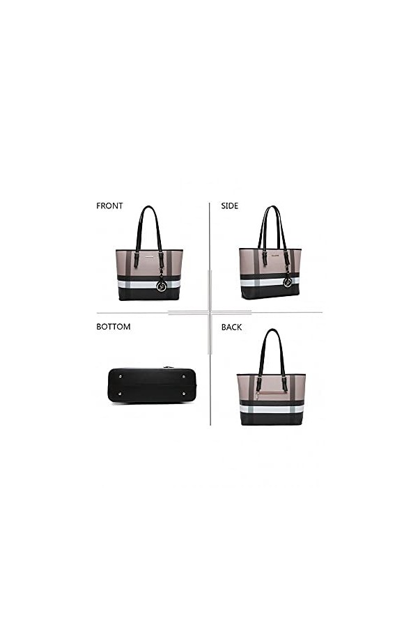 Olivia & Gallantry - Sac à main femme G7419 + Cadeau surprise, Sac Cabas Femmes PU Cuir ECO Grand Sac a Main Travail Cours Ly