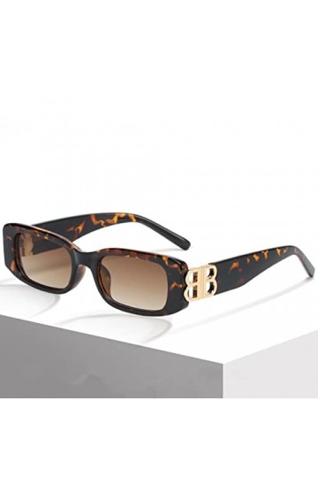 SARGE Mode rétro Lettre B Creux Lunettes de Soleil pour Femmes Hommes Vintage Classique Protection UV carré Lunettes de Solei