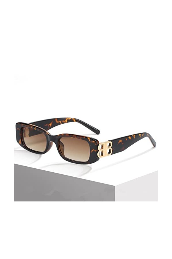 SARGE Mode rétro Lettre B Creux Lunettes de Soleil pour Femmes Hommes Vintage Classique Protection UV carré Lunettes de Solei