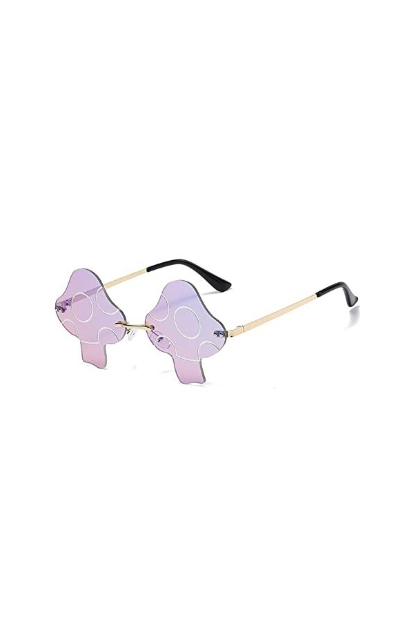 Stakee Irregular Rimless Lunettes de soleil Mushroom Shape Lunettes de soleil Retro Trendy Lunettes de soleil Mushroom Transp