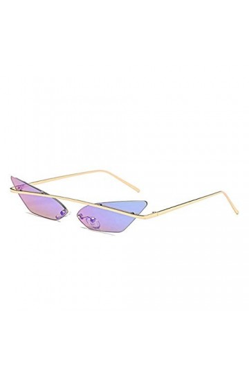 YIERJIU Lunettes Cat Eye Lunettes de Soleil Femmes Marque Designer Petit Cadre Lunettes de Soleil sans Monture Rose Vert Bleu