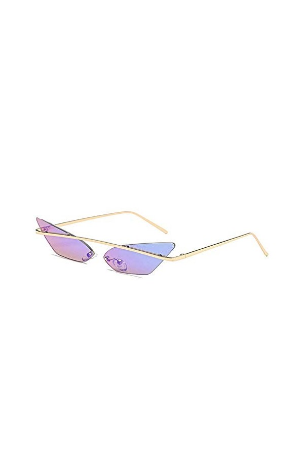 YIERJIU Lunettes Cat Eye Lunettes de Soleil Femmes Marque Designer Petit Cadre Lunettes de Soleil sans Monture Rose Vert Bleu