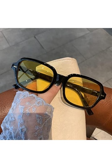 SARGE Lunettes de Soleil carrées Femmes&nbsp;&nbsp;&nbsp;Marque de Luxe Designer Nouveau rétro Clair Jaune Lunettes de Soleil Hommes Vintage