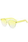 2023 Lunettes De Soleil Rondes sans Monture Transparentes Hommes Femmes Clair Violet Rose Bonbon Lentille Lunettes De Soleil 