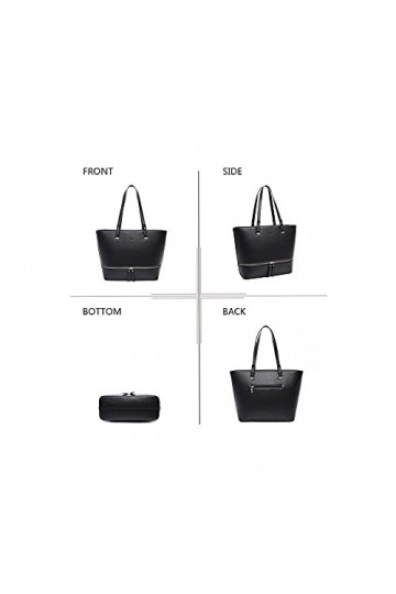 Olivia & Gallantry - Sac à main femme M-9400 + Cadeau surprise, Sac Cabas Femmes PU Cuir ECO Grand Sac a Main Travail Cours L