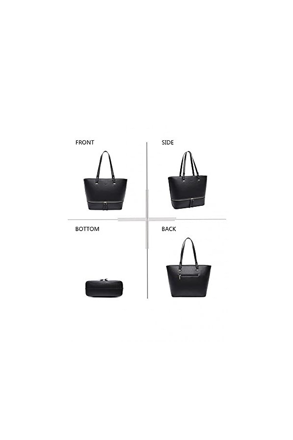 Olivia & Gallantry - Sac à main femme M-9400 + Cadeau surprise, Sac Cabas Femmes PU Cuir ECO Grand Sac a Main Travail Cours L