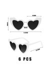 TAFACE 6pcs Lunettes De Soleil Coeur Blanc, Lunettes Rétro, Lunettes De Soleil Coeur Damour, Protection Uv, Lunettes De Sole