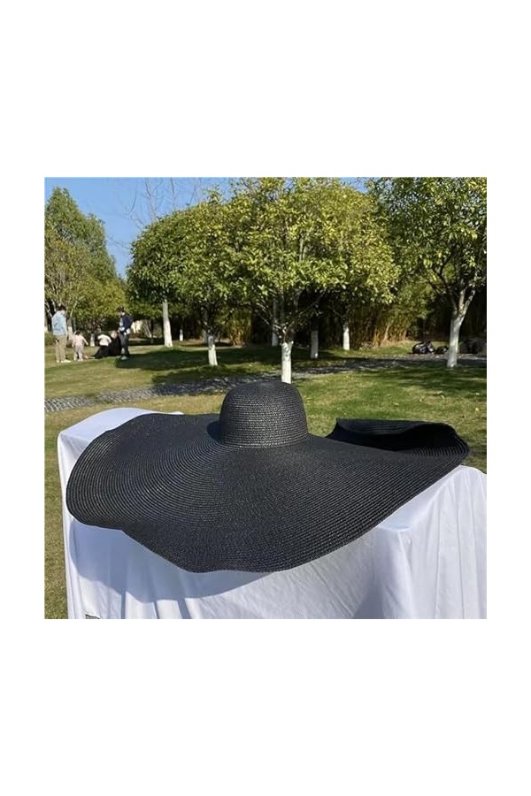 XKUN Chapeau Femme 90Cm 80Cm 70Cm Summer Grand Chapeau De Paille Au Bord De La Chapeau De Chapeaux Flexilleux Bord Soleil Cha