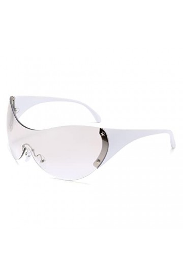 LJCZKA y2k Lunettes da Soleil Sans Monture pour Femme et Homme, Grandes Lunettes de Soleil Enveloppante Lunettes Étoiles Une 