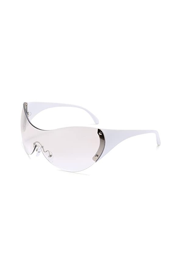 LJCZKA y2k Lunettes da Soleil Sans Monture pour Femme et Homme, Grandes Lunettes de Soleil Enveloppante Lunettes Étoiles Une 