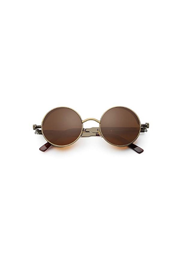 Inlefen Verres à monture ronde en métal Lunettes de soleil Vintage Circle pour hommes et femmes