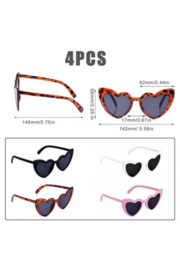 KINBOM Lunettes de Soleil en Forme de Cour 70s Vintage Cat Eye Frames Retro Heart Lunettes de Soleil Summer Party Beach Carna