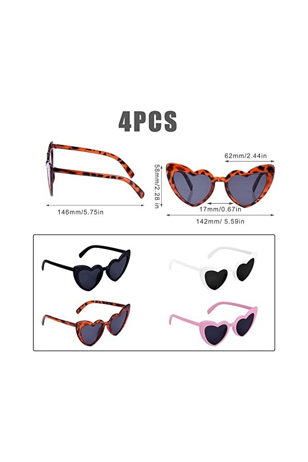 KINBOM Lunettes de Soleil en Forme de Cour 70s Vintage Cat Eye Frames Retro Heart Lunettes de Soleil Summer Party Beach Carna