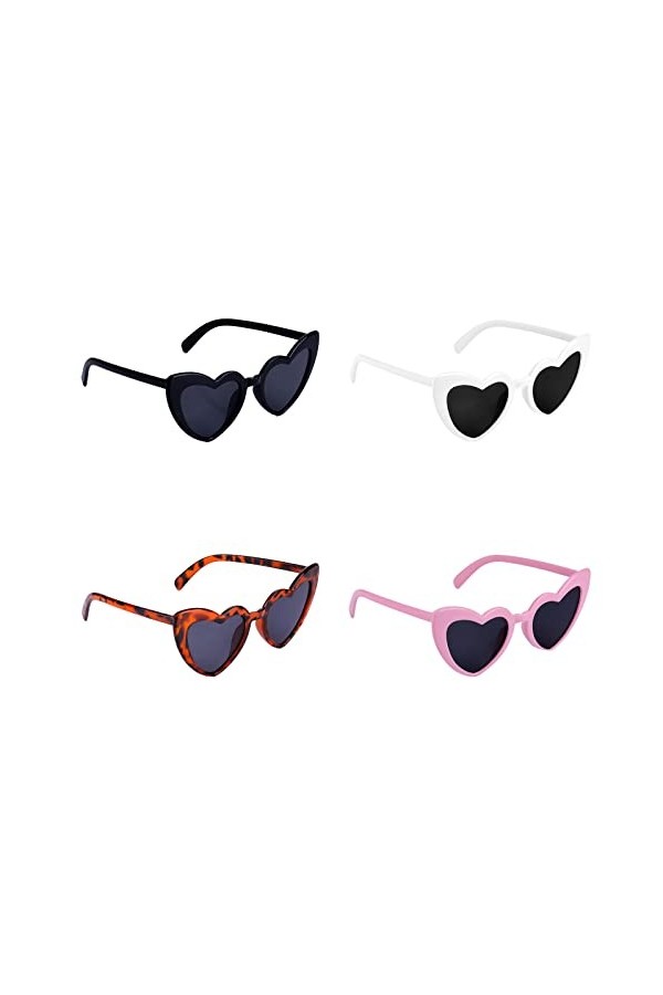 KINBOM Lunettes de Soleil en Forme de Cour 70s Vintage Cat Eye Frames Retro Heart Lunettes de Soleil Summer Party Beach Carna