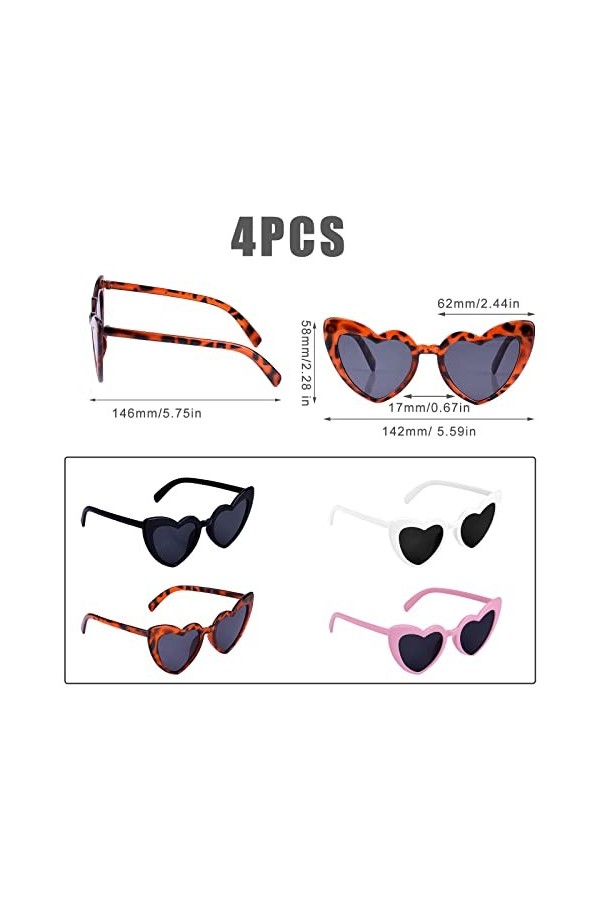 KINBOM Lunettes de Soleil en Forme de Cour 70s Vintage Cat Eye Frames Retro Heart Lunettes de Soleil Summer Party Beach Carna