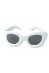 Lovelegis Lunettes de soleil blanches - vintage - chat - monture large - cat eye - Monture blanche lentille noire - Idée cade
