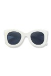 Lovelegis Lunettes de soleil blanches - vintage - chat - monture large - cat eye - Monture blanche lentille noire - Idée cade