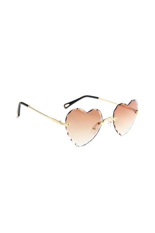 LIUTIAOP Lunettes de soleil en forme de cœur pour femmes lunettes de soleil sans monture coeur lunettes de soleil coeur lunet