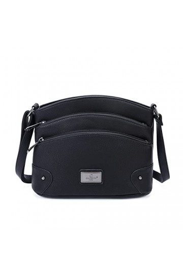 Gallantry - Sac Bandoulière Femme Similicuir Grainé Multipoche - Sac A main Fourre-Tout Multicolore Zippée - Poche Besace For