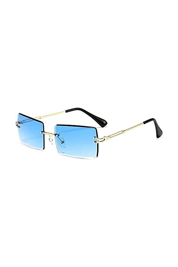 Youning Lunettes de soleil vintage sans monture pour homme et femme Mode rétro Rectangle Lunettes de soleil dété Plage Outdo