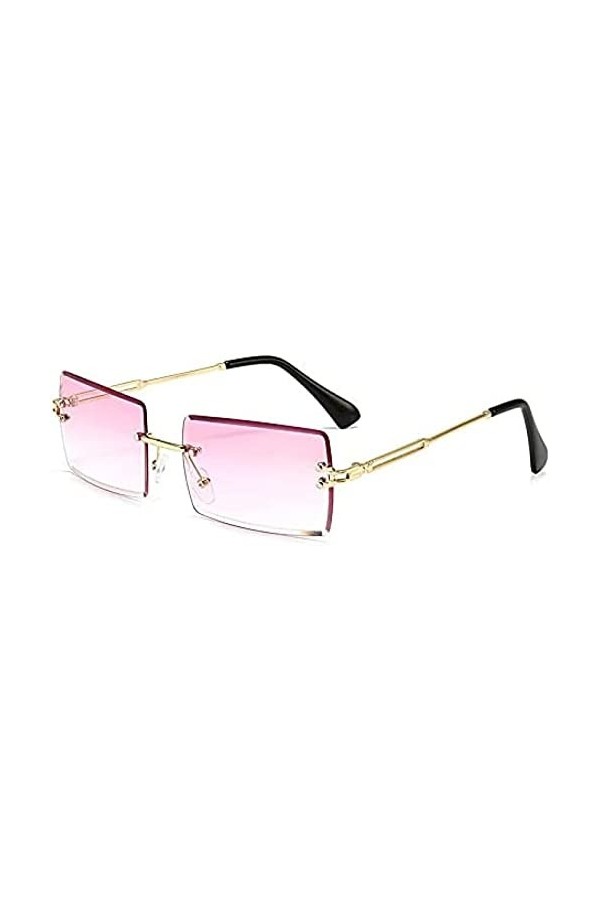 Youning Lunettes de soleil vintage sans monture pour homme et femme Mode rétro Rectangle Lunettes de soleil dété Plage Outdo