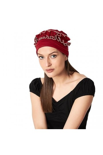 SAKUCHI Bonnet Chimio à Volants pour Les Patients atteints de Cancer ayant Une Perte de Cheveux, Couvre-Chef en Bambou Doux e