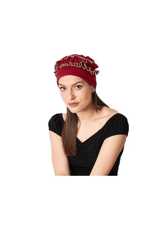 SAKUCHI Bonnet Chimio à Volants pour Les Patients atteints de Cancer ayant Une Perte de Cheveux, Couvre-Chef en Bambou Doux e