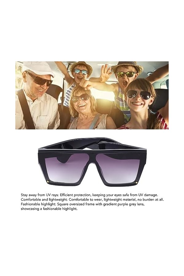 Jopwkuin Lunettes de Soleil Carrées, Légères et Confortables, PC, Violet, Gris, dégradé, Cadre, Lunettes de Soleil dextérieu