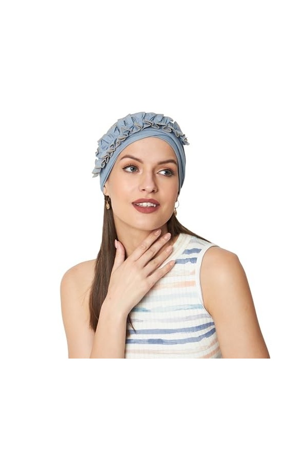 SAKUCHI Bonnet Chimio à Volants pour Les Patients atteints de Cancer ayant Une Perte de Cheveux, Couvre-Chef en Bambou Doux e