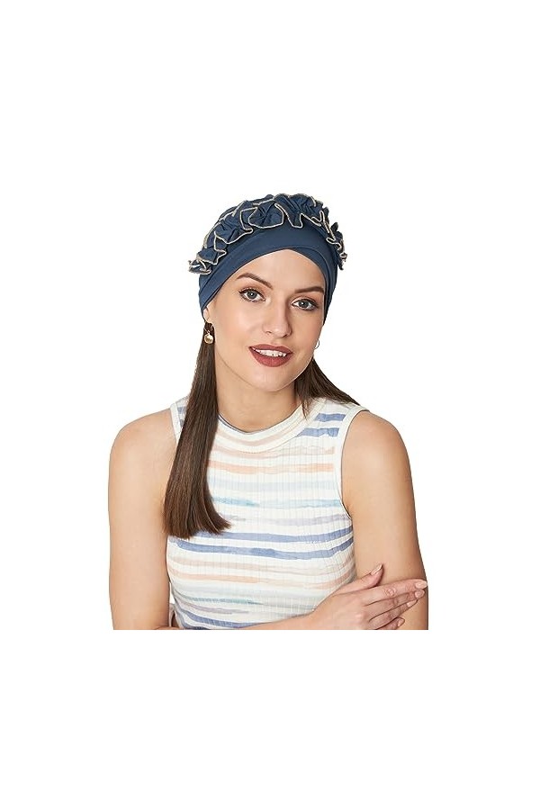 SAKUCHI Bonnet Chimio à Volants pour Les Patients atteints de Cancer ayant Une Perte de Cheveux, Couvre-Chef en Bambou Doux e