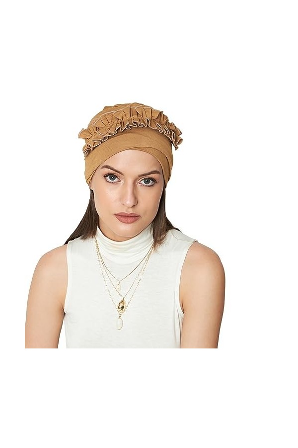 SAKUCHI Bonnet Chimio à Volants pour Les Patients atteints de Cancer ayant Une Perte de Cheveux, Couvre-Chef en Bambou Doux e