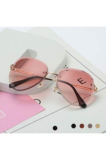 YIERJIU Lunettes Nouvelle Conception de Marque Vintage Lunettes de Soleil Pilote sans Monture Femmes rétro lentille de Coupe 