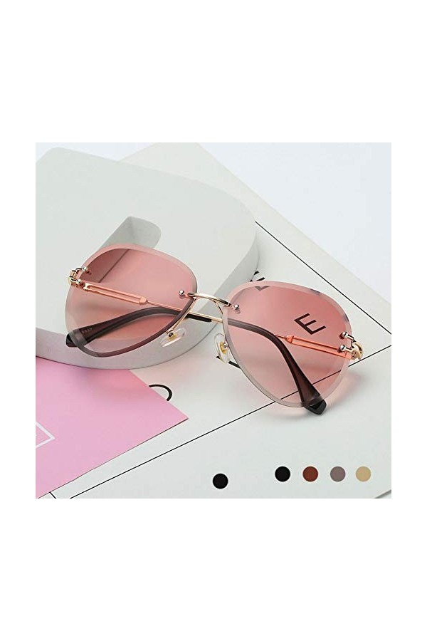 YIERJIU Lunettes Nouvelle Conception de Marque Vintage Lunettes de Soleil Pilote sans Monture Femmes rétro lentille de Coupe 