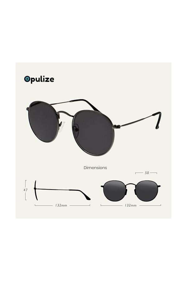 OPULIZE Sol Classique des années 60 Rétro Rond Bronze À Canon Mat Pointes Noirs Hommes Femmes Lecteurs Soleil Lunettes De Lec