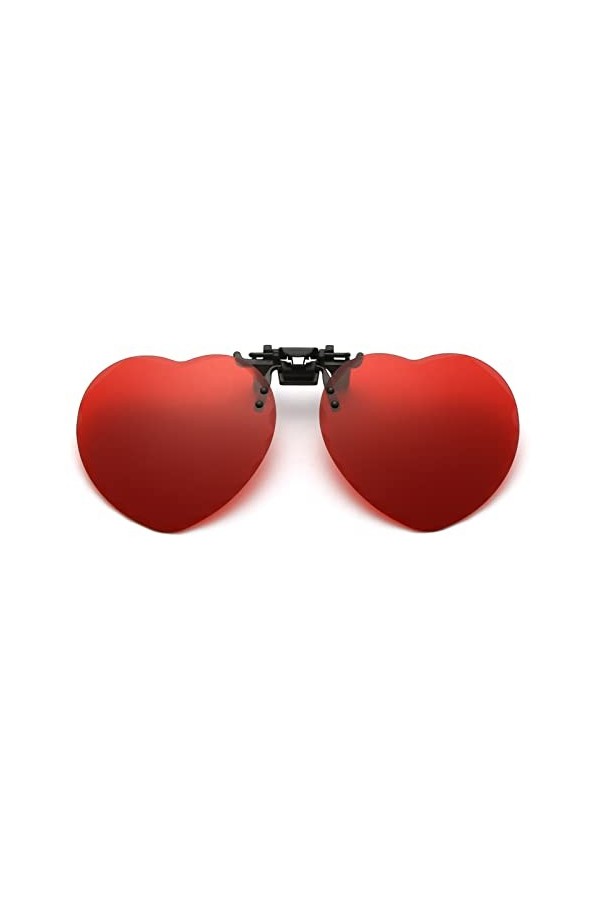 YAMEIZE Funky Cœur Polarisé Clip-on&nbsp;Love Heart - Lunettes de Soleil pour Femmes et Hommes Lunettes Funny en Forme de Cœur Fli