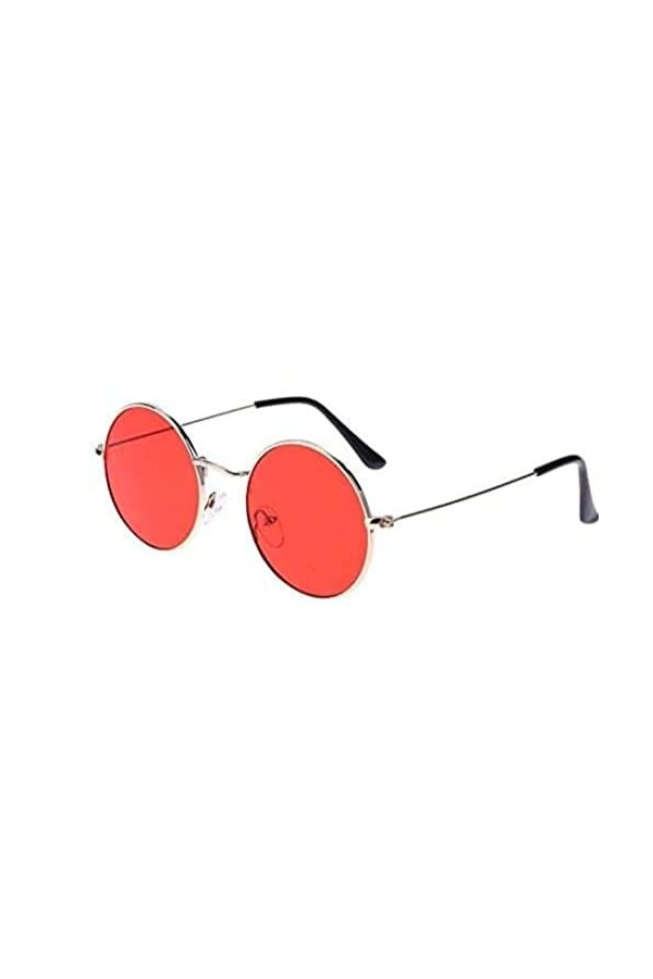 No Name Ltd Lunettes de soleil rondes rouges pour femme rétro hippie vintage 2022 Ibiza Festival Big Circle, Cadre rouge/arge