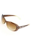 Ruilogod Lady Brown Len pailleté strass marqueté Plein cadre Lunettes de soleil bling