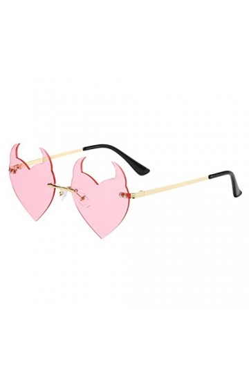 Lunettes de soleil pour femme en forme de cœur - Lunettes de soleil classiques sans monture - Vision claire - Vintage - Forme