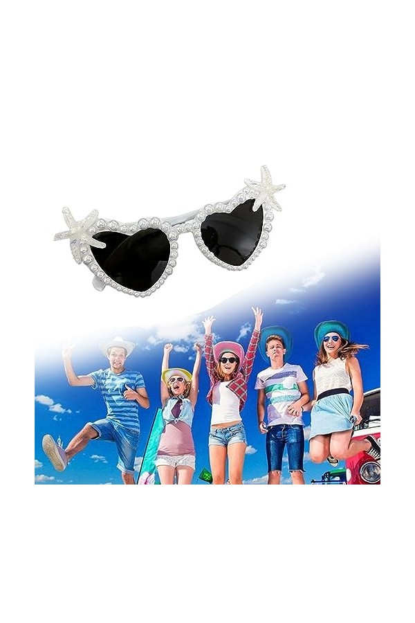 Lunettes de soleil vintage en perles pour femme - Cadeau pour enterrement de vie de jeune fille - Pour activités de plein air