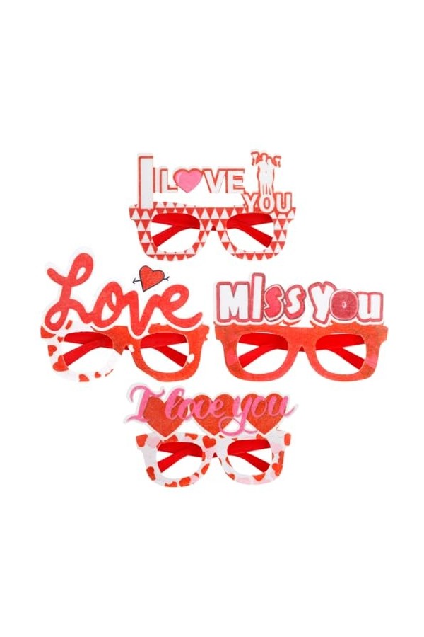ibasenice 4 Pcs Amour Lunettes Femmes Lunettes De Soleil Rouge Lunettes Lunettes Cadres En Verre Pour Femme Valentines Lunett