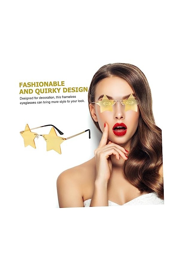 ABOOFAN Lunettes De Soleil Drôles Pour Femmes Lunettes De Soleil Sans Monture Lunettes De Soleil Étoiles Lunettes Étoiles Lun