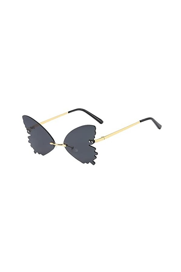 Lunettes de soleil vintage pour femme - Motif papillon - Lunettes de soleil classiques sans bord - Couleurs hippie - Lunettes